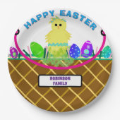 Brown Oaster Basket Gelb Streifen Kicheneier Pappteller (Vorderseite)