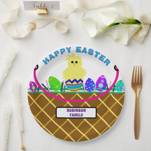 Brown Oaster Basket Yellow Chick Eier Pappteller (Hochzeit)
