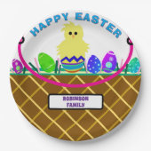 Brown Oaster Basket Yellow Chick Eier Pappteller (Vorderseite)