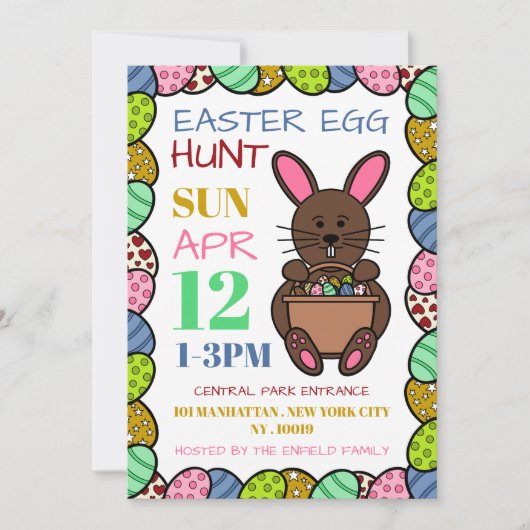 Brown Oaster Bunny, Ostereier Hunt Ankündigung (Vorderseite)