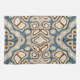 Brown Ochre Aquamarin Blue Angesagt Stamm Kunst, D Geschirrtuch