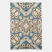 Brown Ochre Aquamarin Blue Angesagt Stamm Kunst, D Geschirrtuch (Vertikal)