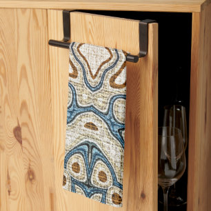 Brown Ochre Aquamarin Blue Angesagt Stamm Kunst, D Geschirrtuch