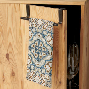 Brown Ochre Aquamarin Blue Angesagt Stamm Kunst, D Geschirrtuch