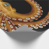 Brown Octopus Blue Eye Black Art Geschenkpapier (Ecke)