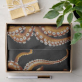 Brown Octopus Blue Eye Black Art Seidenpapier (Geschenk)