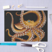 Brown Octopus Blue Eye Black Art Seidenpapier (Handwerk)