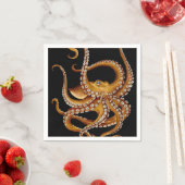 Brown Octopus Blue Eye Black Art Serviette (Beispiel)