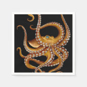 Brown Octopus Blue Eye Black Art Serviette (Vorderseite)