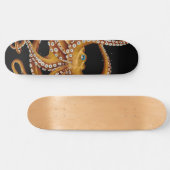 Brown Octopus Blue Eye Black Art Skateboard (Horizontal)