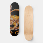 Brown Octopus Blue Eye Black Art Skateboard (Vorderseite)