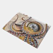 Brown Octopus Vintag Map Compass Fußmatte (Schrägansicht)
