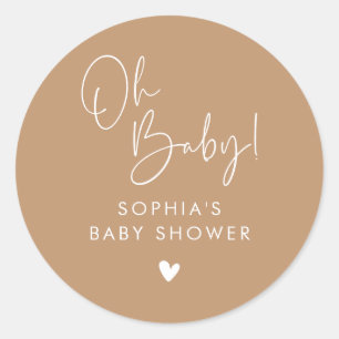 Brown Oh Baby Modern Boho Babydusche Runder Aufkleber