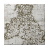 Brown Old World Antique Map Tile und Trivet Fliese (Vorderseite)