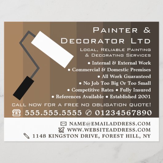 Brown Ombre & Paint Roller, Maler & Dekorator Flyer (Vorne)