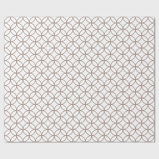 Brown on White Overlapping Circles Wrapping Paper Geschenkpapier (Flach)