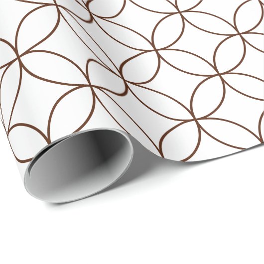 Brown on White Overlapping Circles Wrapping Paper Geschenkpapier (Rolleneckpunkt)