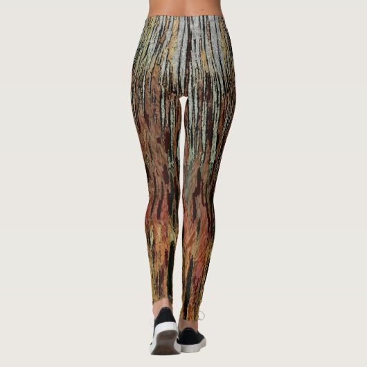 Brown Orange Black Aqua Funky Camouflage Abstrakt Leggings (Rückseite)