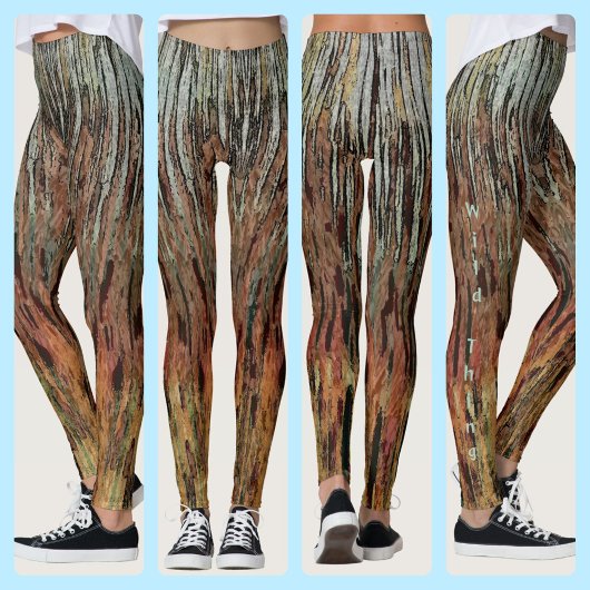 Brown Orange Black Aqua Funky Camouflage Abstrakt Leggings