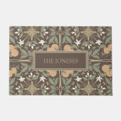 Brown Orange Blossoms Pattern and Custom Text Fußmatte (Vorderseite)