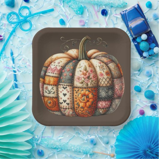BROWN & ORANGE FALL PATCHWORT PUMPKIN PAPPTELLER (Party)
