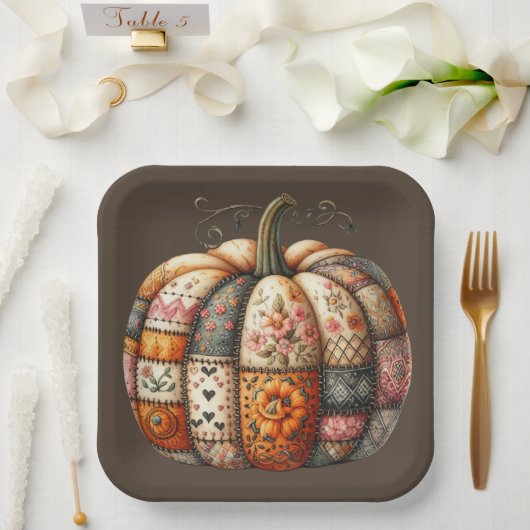 BROWN & ORANGE FALL PATCHWORT PUMPKIN PAPPTELLER (Hochzeit)