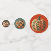 BROWN & ORANGE GOLD GREEN FALL PATCHWORT PUMPKIN KONFETTI (Vorderseiten)