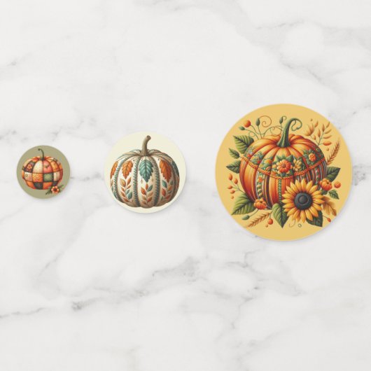 BROWN & ORANGE GOLD GREEN FALL PATCHWORT PUMPKIN KONFETTI (Rückseiten)