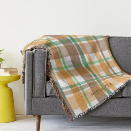 Brown Orange Green Plaid Fall Family Decke
