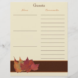 Brown Orange Ivory Dried Blätter Guest Book Paper