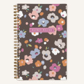Brown Orange Lila Floral Spiral Bound Notebook Notizblock (Vorderseite)