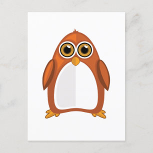 Brown Orange Penguin Postkarte