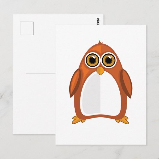 Brown Orange Penguin Postkarte (Vorne/Hinten)