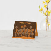 Brown & orange retro flowers Birthday card Karte (Gelbe Blume)