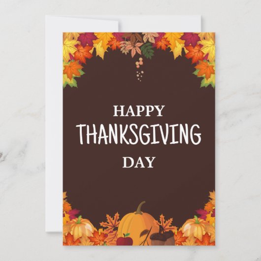Brown & Orange Simple Happy Thanksgiving Day Einladung (Vorderseite)