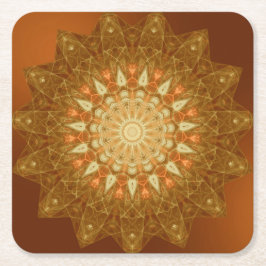 Brown Orange Star Mandala Rechteckiger Pappuntersetzer