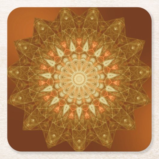 Brown Orange Star Mandala Rechteckiger Pappuntersetzer (Vorderseite)