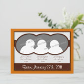 Brown Orange Triplets - Geburtshinweise Ankündigung (Stehend Vorderseite)