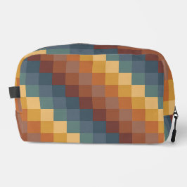 BROWN ORANGE YELLOW BLUE GEOMETRIC PATTERN WASCHBEUTEL