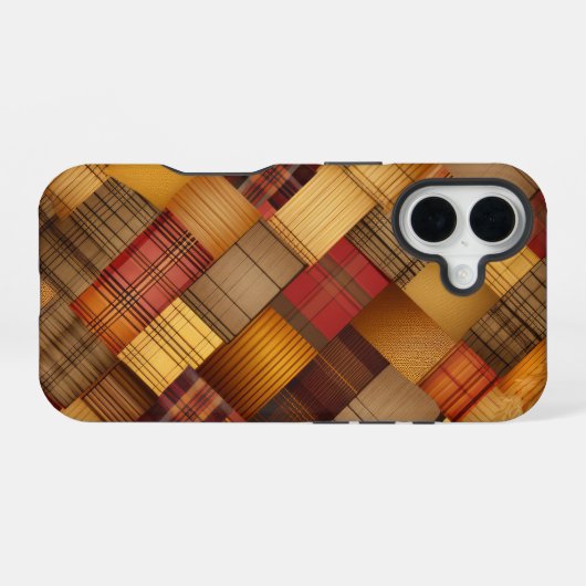 BROWN ORANGE YELLOW FALL KARIERT PATTER iPhone 16 HÜLLE (Rückseite (Horizontal))