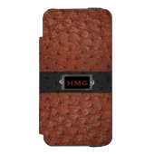 Brown Ostrich Leather Look iPhone 5S digitale Brie Incipio iPhone Geldbeutel-Hülle (Folio Vorderseite)