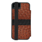Brown Ostrich Leather Look iPhone 5S digitale Brie Incipio iPhone Geldbeutel-Hülle (Folio Rückseite)
