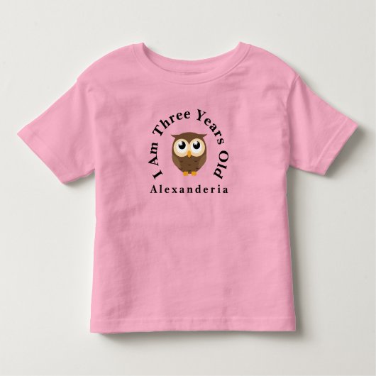 Brown Owl Birthday hinzufügen Name, ich bin 3 Jahr Kleinkind T-shirt (Vorderseite)
