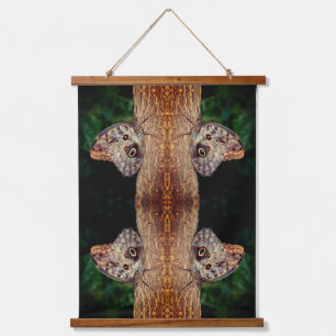 Brown Owl Butterfly Natur Abstrakt Wandteppich Mit Holzrahmen