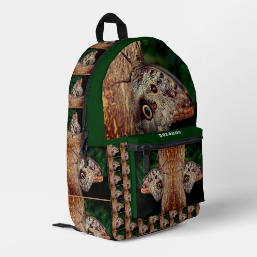 Brown Owl Butterfly Personalisiert Bedruckter Rucksack (Rückseitige Ecke links)