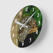 Brown Owl Butterfly Tierart Runde Wanduhr (Winkel)