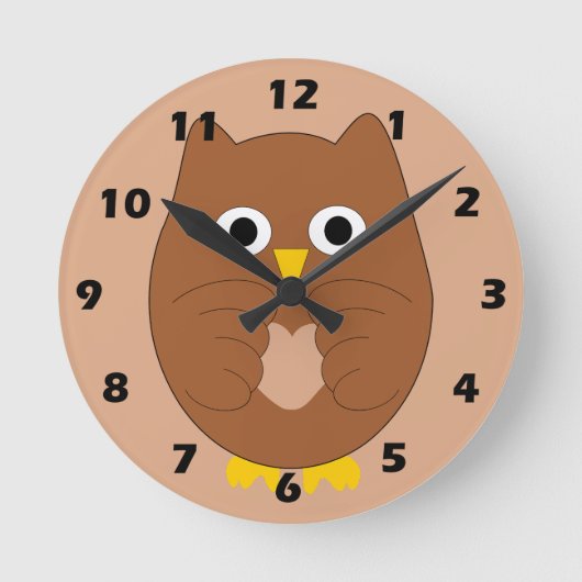 Brown Owl Design Runde Wanduhr (Vorderseite)