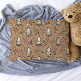 Brown Owl Illustriert Woodland Muster Kissenbezug