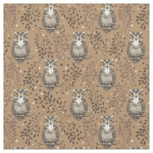 Brown Owl Illustriert Woodland Muster