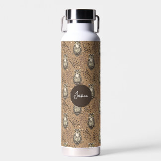 Brown Owl Illustriert Woodland Muster Trinkflasche